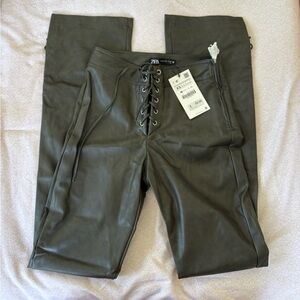 Zara brown Lace-Up Pants